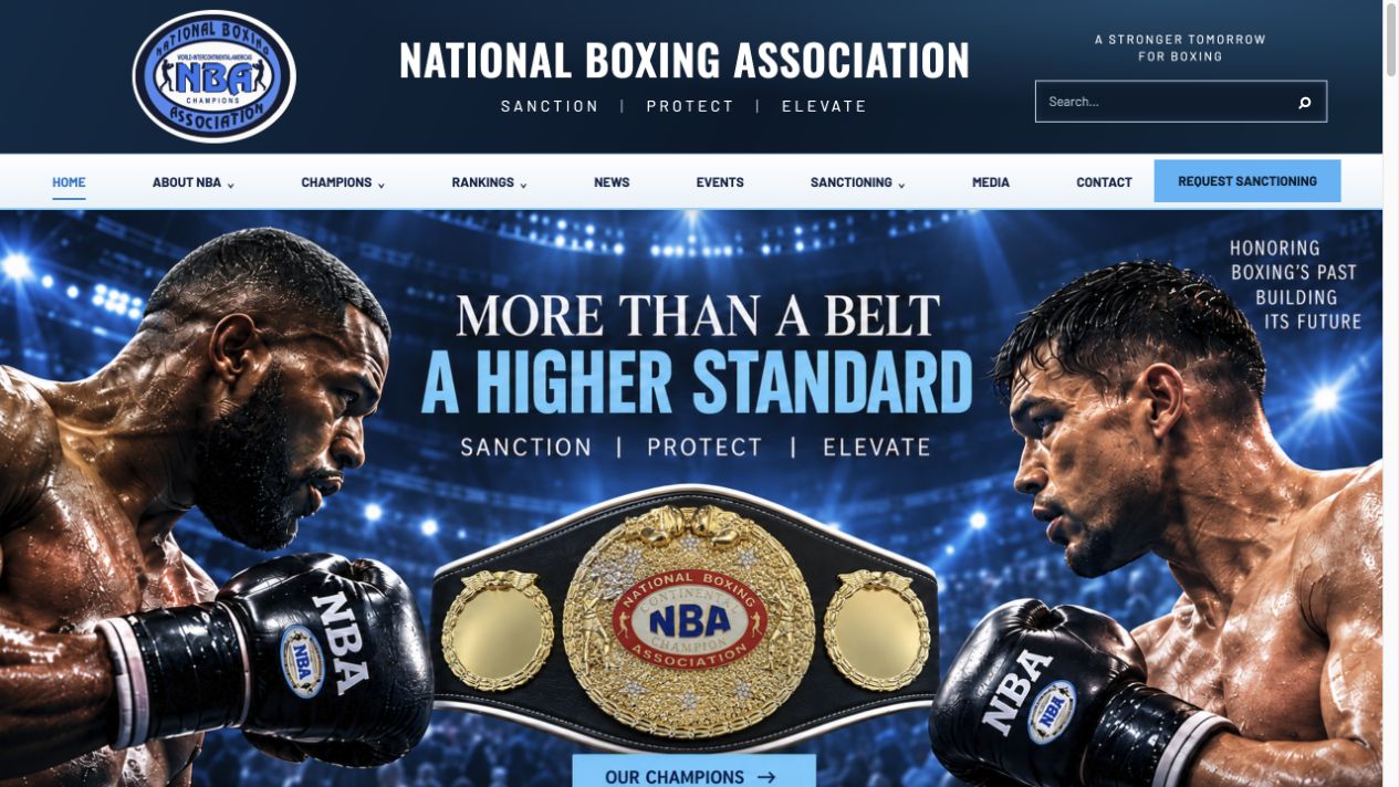 NBA Boxing website designed by Full Access Web Studio